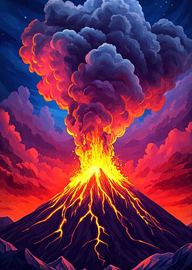 Volcano Eruption Digital Art