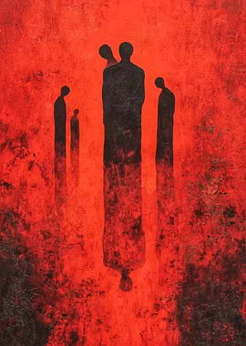 Abstract Figures in Red and Black