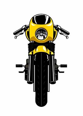 Yellow Motorcycle Front View Illustration