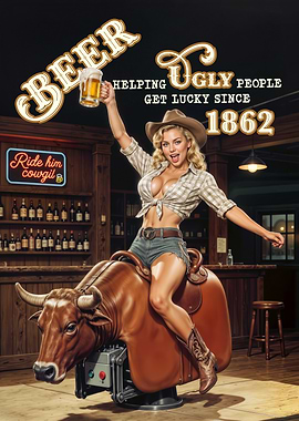 Beer, Cowgirl, and Mechanical Bull