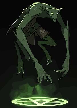 Green Demon Above Pentagram