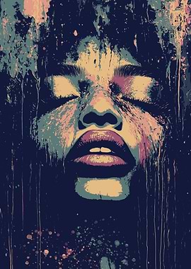 Abstract Portrait with Eyes Closed