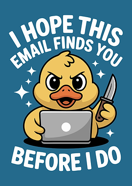 Angry Duck with Knife and Laptop