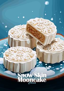 Snow Skin Mooncake Illustration