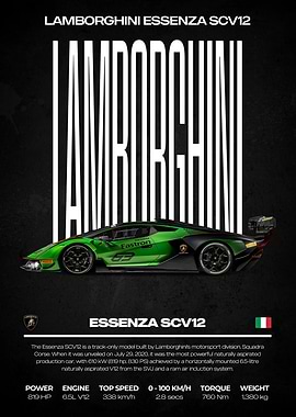 Lamborghini Essenza SCV12 Car Poster