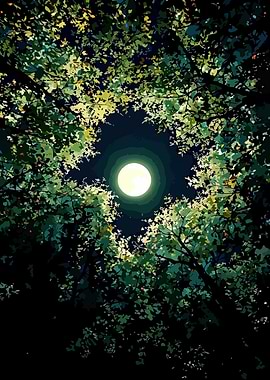Moon Through Trees