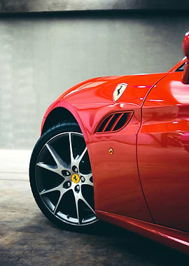 Red Ferrari Car Close-Up