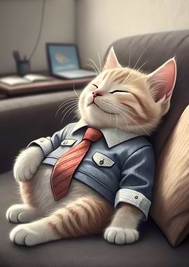 Relaxed Cat in Business Attire