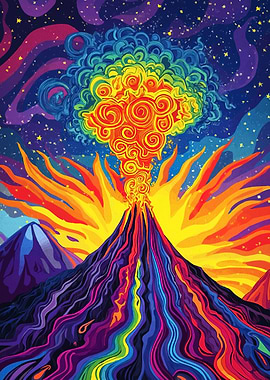 Psychedelic Volcano Eruption