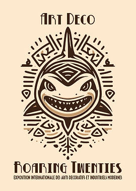 Art Deco Shark Roaring Twenties Poster