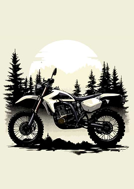 Dirt Bike in Forest Illustration