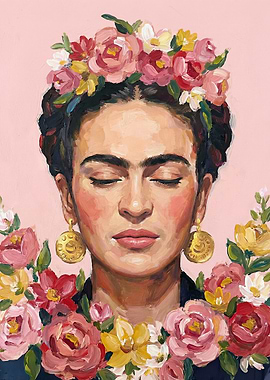 Frida Kahlo Portrait with Flowers