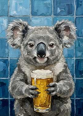 Koala with Beer Painting