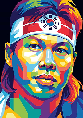 Colorful Portrait with Korean Flag Headband