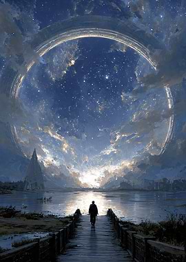 Celestial Ring Over Water Landscape