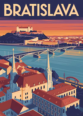 Bratislava Cityscape Travel Poster