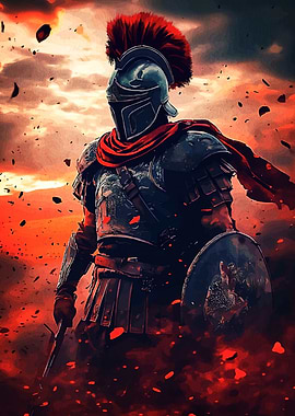 Ancient Warrior in Red and Black