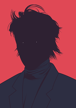 Silhouette Portrait Man with Red Background
