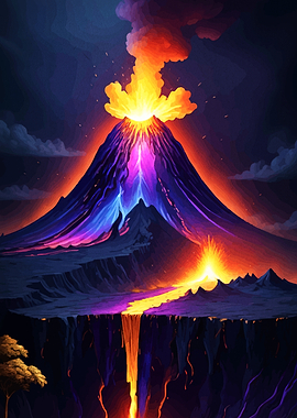 Volcano Eruption Landscape Digital Art