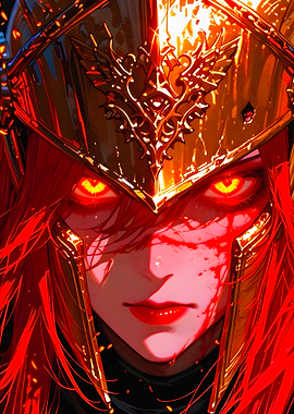 Fiery Warrior Woman Portrait