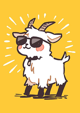 Cool Goat Cartoon Illustration