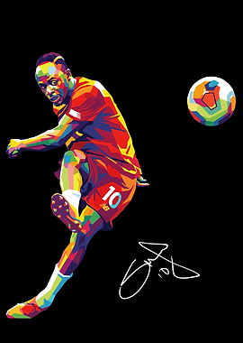 Sadio Mane Soccer Player Kicking Ball Pop Art
