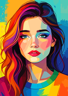 Colorful Portrait of a Young Woman
