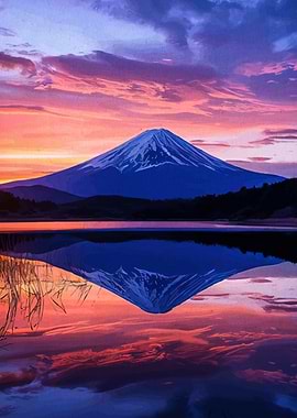 Mount Fuji Reflection at Sunset