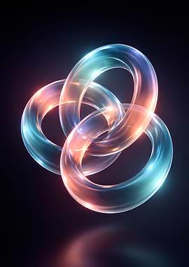 Interlocking Luminous Rings on Dark Background