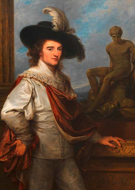 Portrait of a Man with Statue