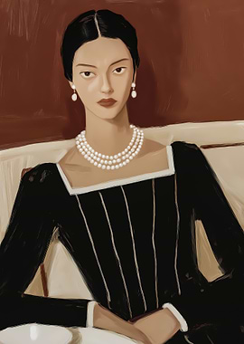 Elegant Woman Portrait with Pearl Necklace