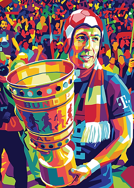 Soccer Player with Trophy Pop Art