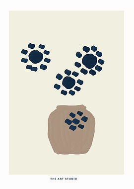 Abstract Floral Art with Vase