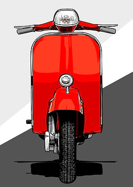 Red Scooter Front View Illustration
