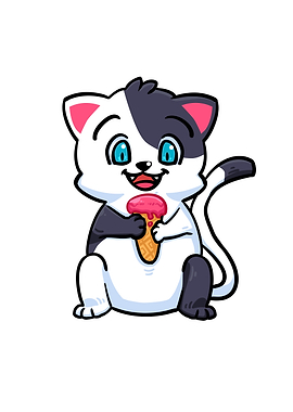Cartoon Cat Eating Ice Cream
