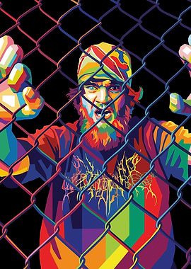 Sharaputdin Magomedov Colorful Man Behind Fence Digital Art