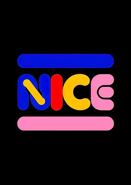 Colorful 'NICE' Typography on Black Background