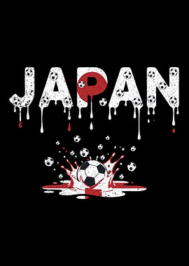 Cute Japan Flag Soccer Football Dripping Art