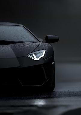 Sleek Black Lamborghini Aventador Close-Up