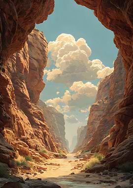 Grand Canyon Landscape with Clouds