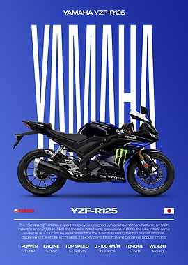 Yamaha YZF-R125 Motorcycle Poster