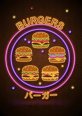 Neon Burgers Illustration