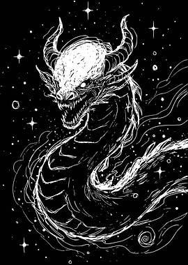 Cosmic Dragon Sketch Scibble Art