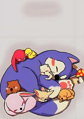 Sleeping Animals Pile Illustration