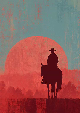 Cowboy Silhouette at Sunset