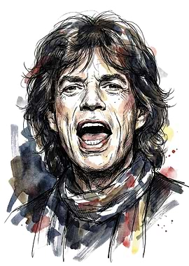 Mick Jagger Watercolor Portrait