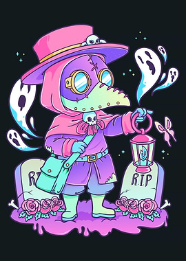 Pastel Plague Doctor with Ghosts