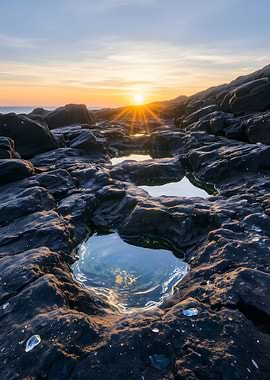Rocky Coastline at Sunset