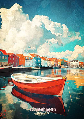 Copenhagen Denmark Colorful Art Poster