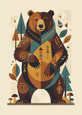 Geometric Bear Illustration
